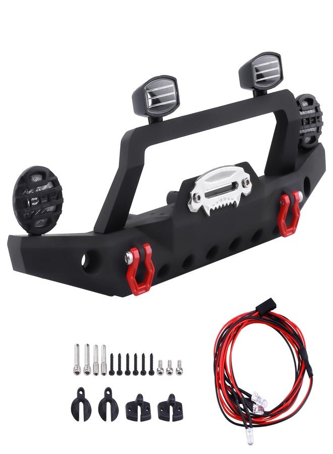 FriHobby 1/10 RC Crawler Front Bumper Mounts Set Metal w/Winch & 5mm LED White Lights for TRX-4 Axial SCX10 II 90046 SCX10 III AXI03007 Redcat Gen 7 - Image 1